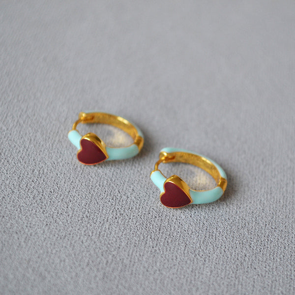 Red Heart Hoop Earrings - Zafari Studio Jewelry